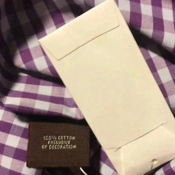 Taylorbyrd Purple Gingham Cotton Long Sleeve Dress Shirt - Picture 10 of 11